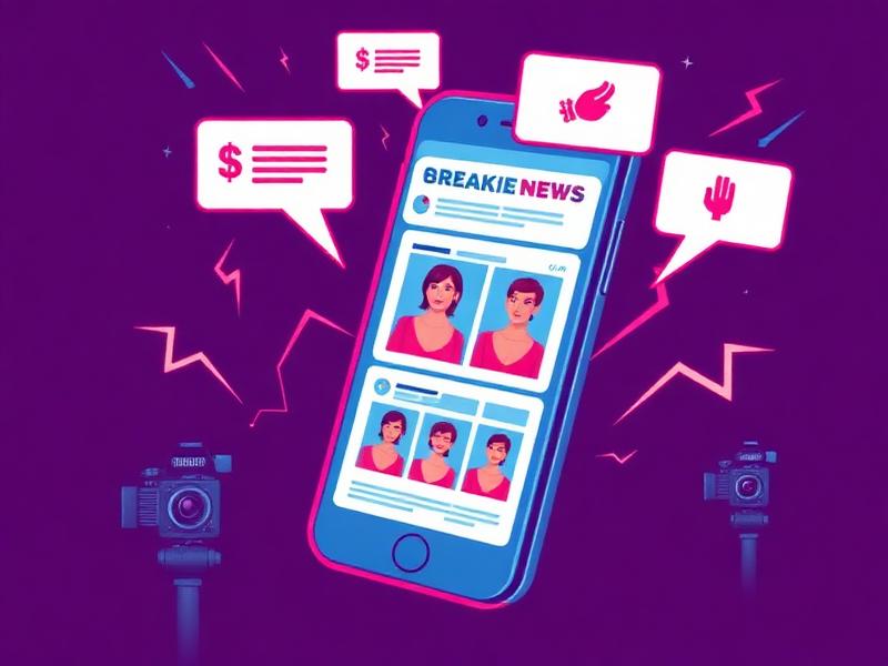 Ilustração de notícias em tempo real no celular com notificações